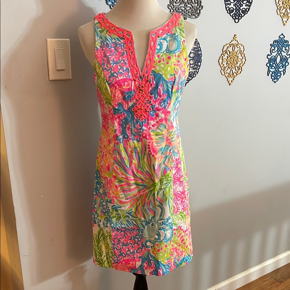Lilly Pulitzer Ryder Shift dress in Lovers Coral  Print size 2 NWOT